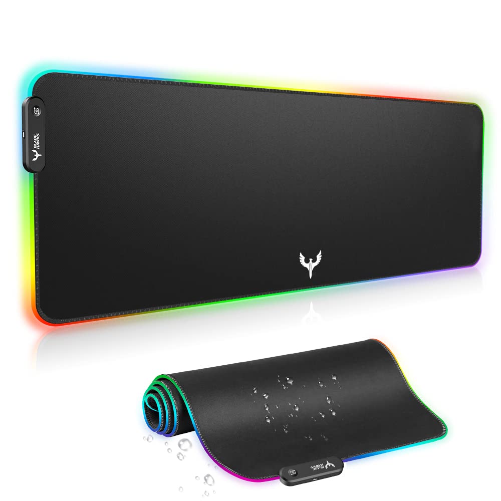 BladeHawks Extra Large RGB Gaming Mouse Pad - 14 Light Modes, Extended Soft LED Mouse Pad, Anti - Slip Rubber Base, Computer Keyboard Mousepad Mat (31.5 x 12 Inch) - Something DifferentBladeHawksB07L4BGL3D