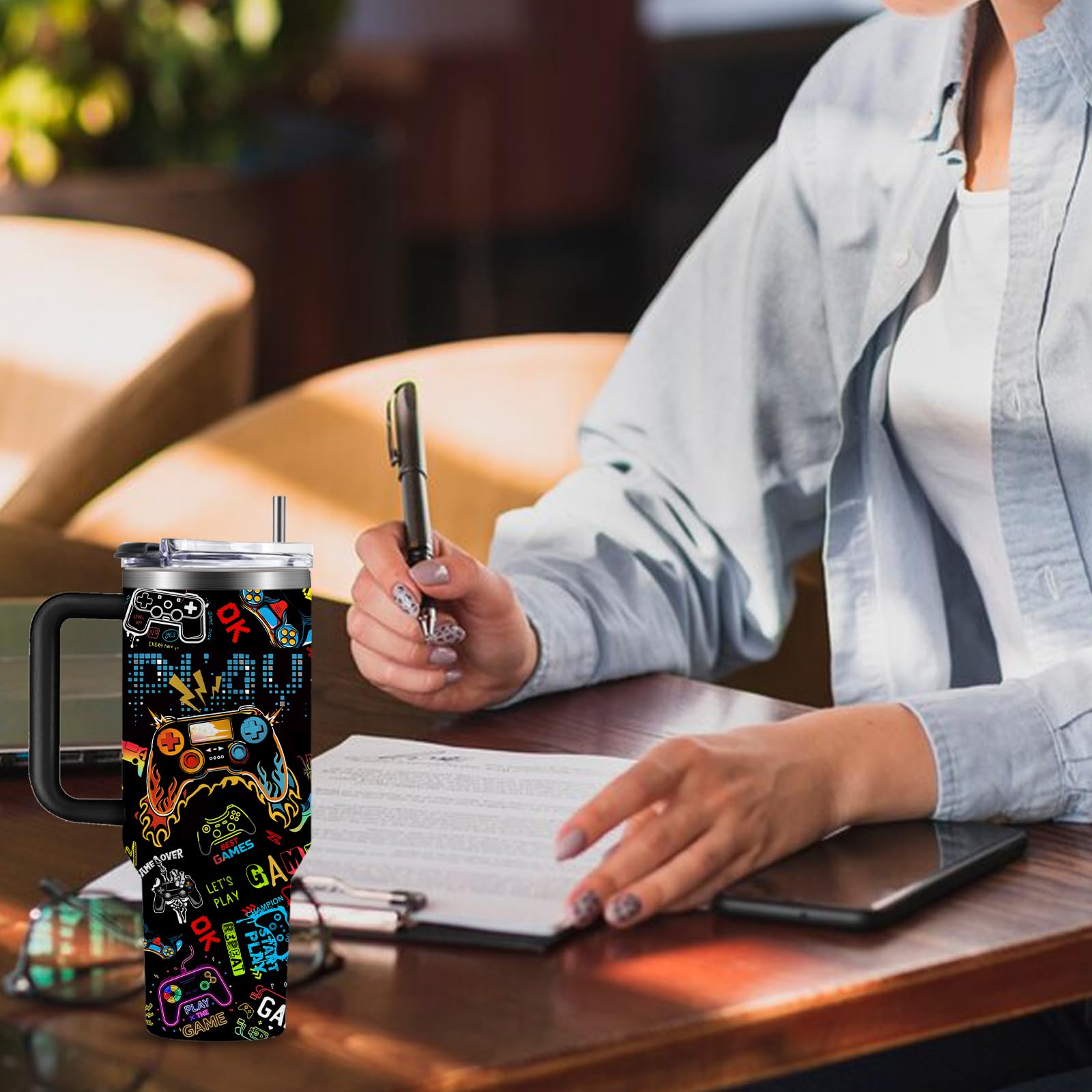 CGMIBAS Gaming Gifts for Men Boys, Gamer Gifts for Men, 40oz Gamer Tumbler Cup, Gaming Mugs, Teen Boy Gift Gamings Stuff, Gaming Gamepad Presents for Son, Birthday Gift for Him Mens Boys Gamings Cup - Something DifferentCGMIBASB0CM3DBKZC