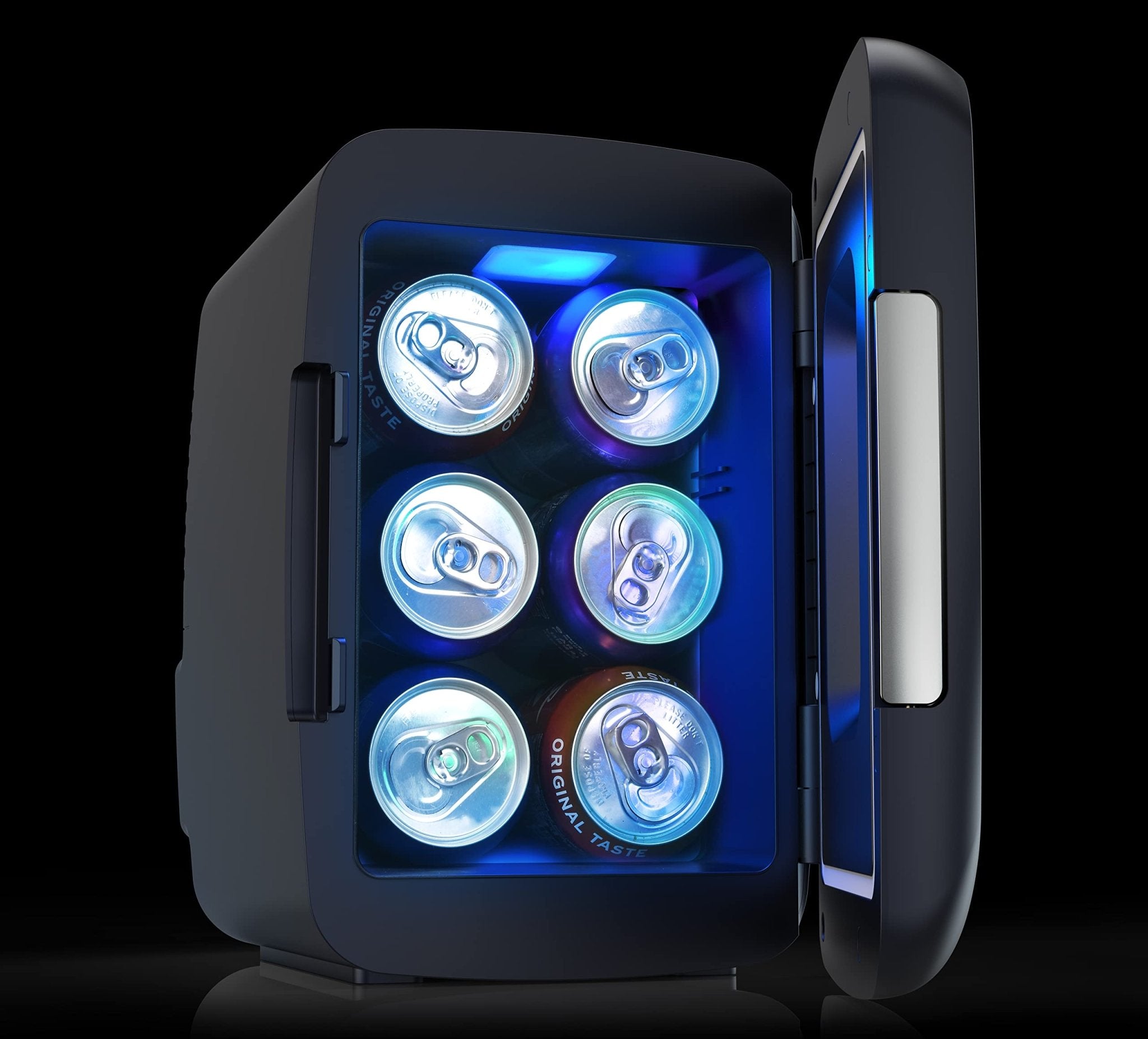 Frigidaire Gaming Light Up Mini Beverage Refrigerator, 6 can, 4 liters, Cooler with large see through door and LED lights Perfect for Gaming Experience, Home, Office, or Cars.12V Charger (Stealth) - Something DifferentFrigidaireB0BGYK6SVQ