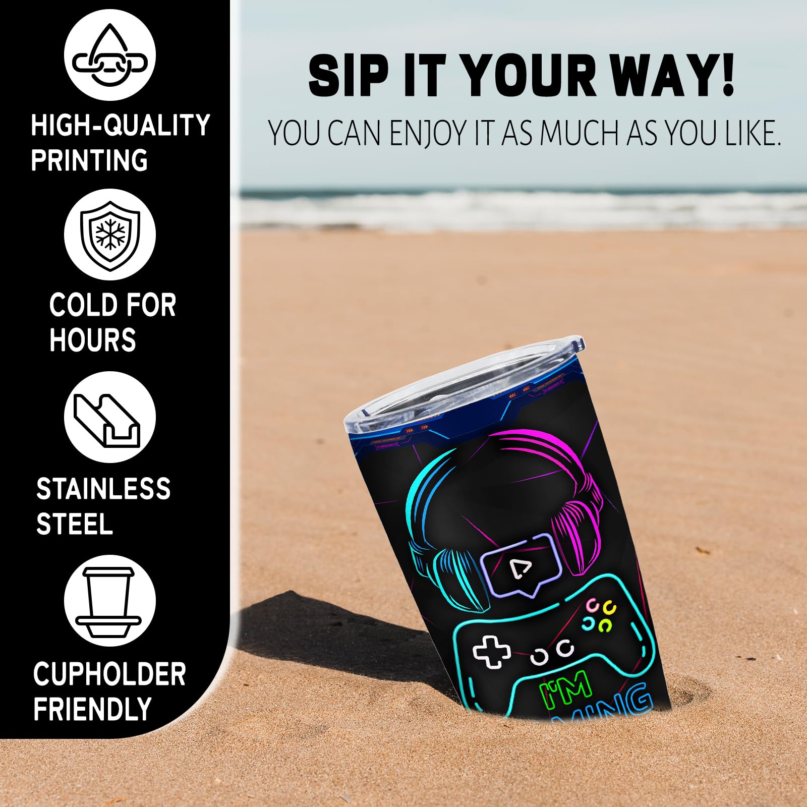 Fusui Gamer Gifts for Men, Easter Gifts for Gamers Kids, Gaming Stuff Mugs, Cool Christmas Birthday Gift for Him Men Teenage Teen Boys Boyfriend Husband, Video Games Stainless Steel Tumbler 20oz - Something DifferentFusuiB0BQVYGPZH