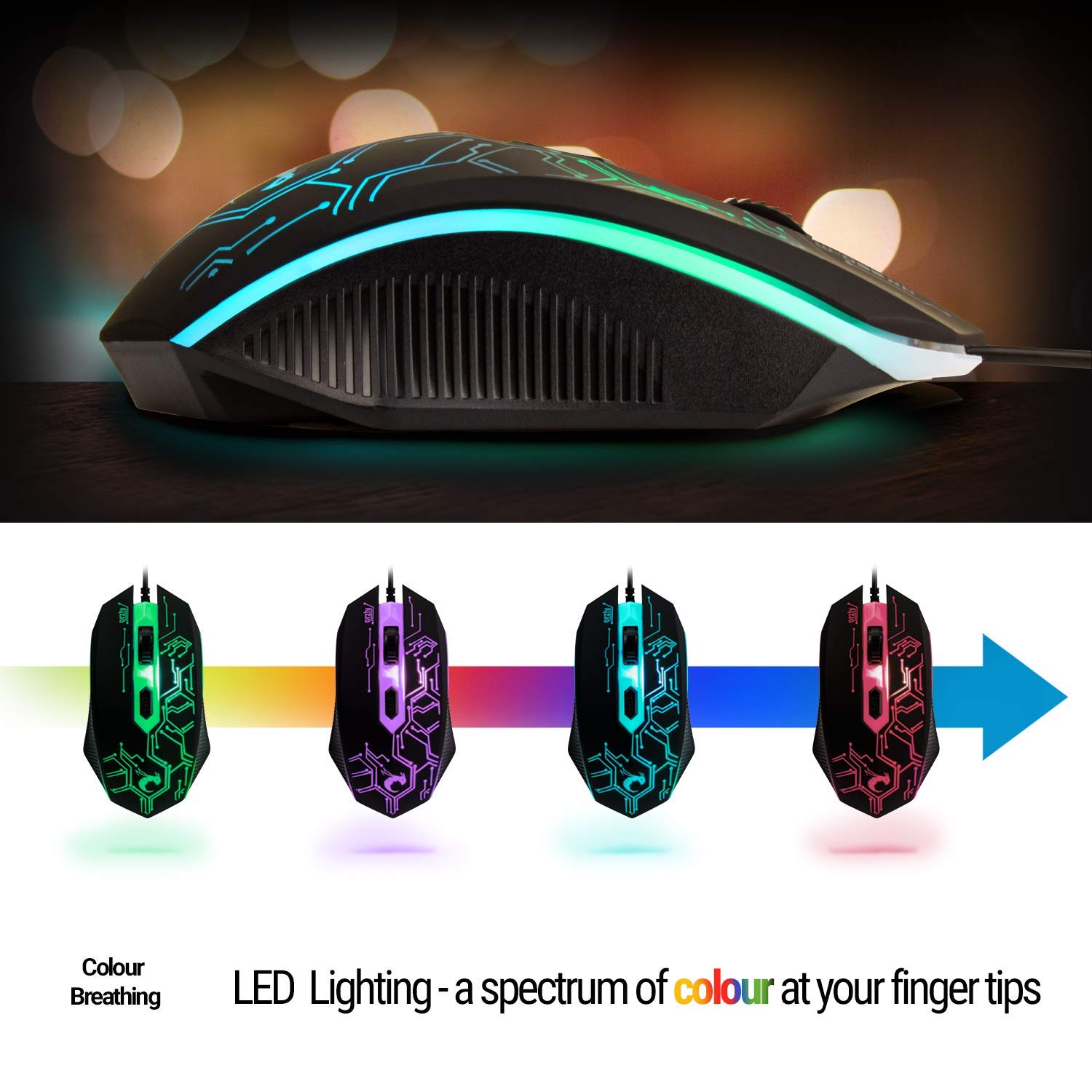 Gaming Keyboard and Mouse and Mouse pad and Gaming Headset, Wired LED RGB Backlight Bundle for PC Gamers and Xbox and PS4 Users - 4 in 1 Edition Hornet RX - 250 - Something DifferentOrzlyB07TVK8WJP