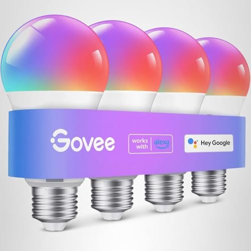 Govee Smart Light Bulbs, Color Changing Light Bulb, Work with Alexa and Google Assistant, 16 Million Colors RGBWW, WiFi & Bluetooth LED Light Bulbs, Music Sync, A19, 800 Lumens, 4 Pack - Something DifferentGoveeB09B7NQT2K