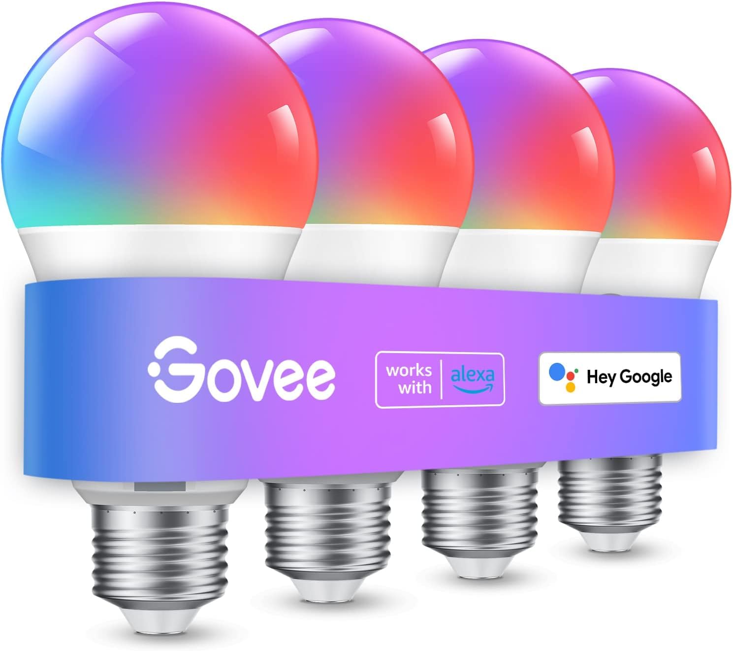 Govee Smart Light Bulbs, Color Changing Light Bulb, Work with Alexa and Google Assistant, 16 Million Colors RGBWW, WiFi & Bluetooth LED Light Bulbs, Music Sync, A19, 800 Lumens, 4 Pack - Something DifferentGoveeB09B7NQT2K