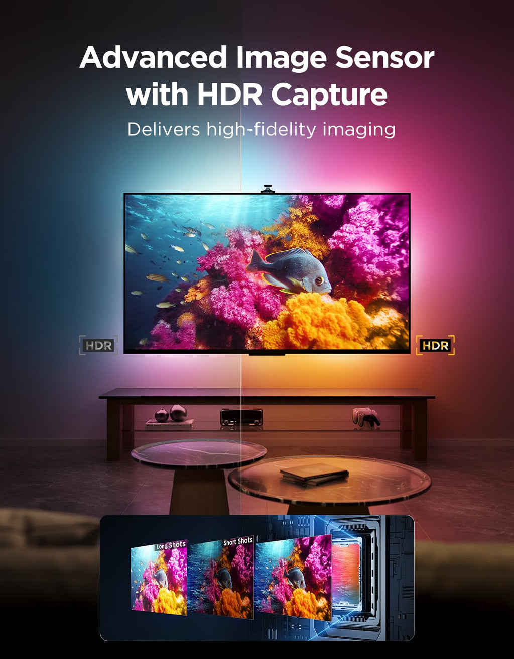 Govee TV Backlight 3 Pro with HDR Triple Camera, 11.8ft 5 - in - 1 RGBWWIC LED Strip Lights That Change with 55 - 65 Inch TVs, 75LEDs/m, Supports AI Filter, Smart App and Voice Control, DreamView Sync - Something DifferentGoveeB0FJR9LKBQ