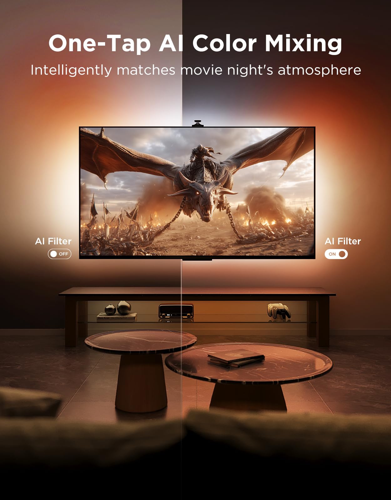 Govee TV Backlight 3 Pro with HDR Triple Camera, 11.8ft 5 - in - 1 RGBWWIC LED Strip Lights That Change with 55 - 65 Inch TVs, 75LEDs/m, Supports AI Filter, Smart App and Voice Control, DreamView Sync - Something DifferentGoveeB0FJR9LKBQ