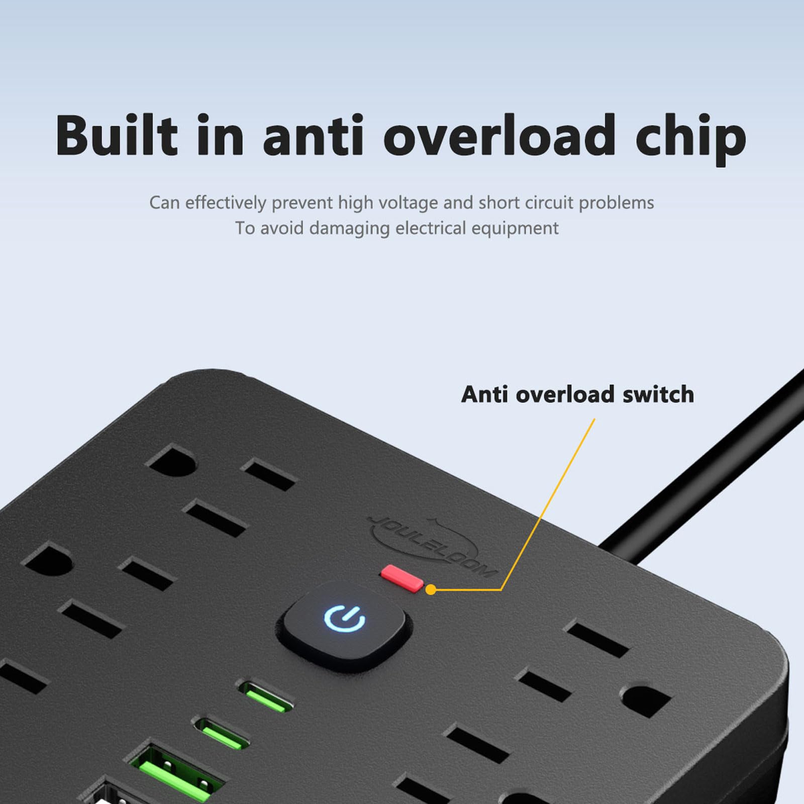 JouleLoom 6 FT Flat Plug Surge Protector Power Strip,11 Multiple AC Outlets with 6 USB Ports (2 USB C), 6 Feet Extension Cord, 1250W/10A, One Touch Switch Button, 17 in 1 Compact powerstrip - Something DifferentJouleLoomB0D3Y38XHN