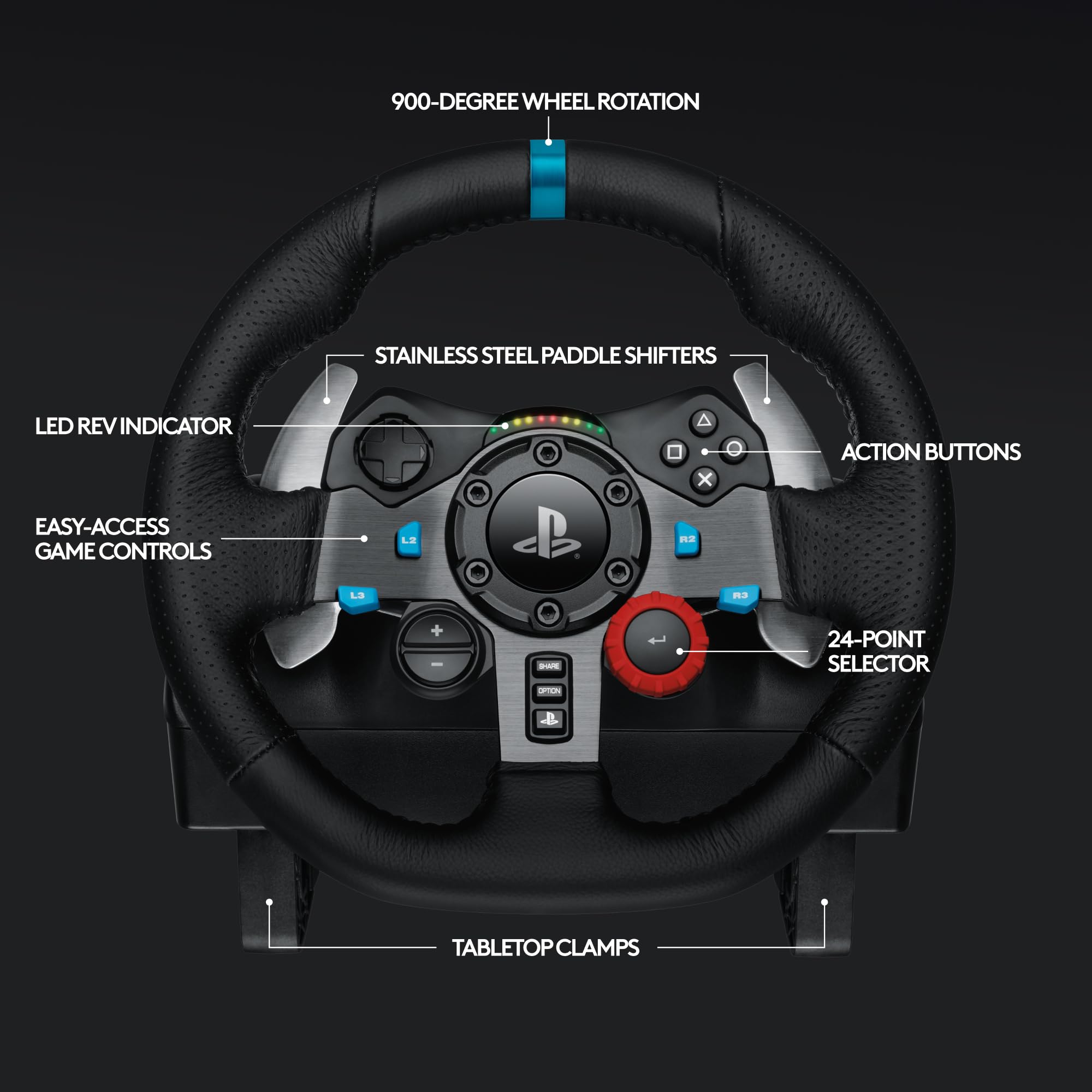 Logitech G29 Driving Force Racing Wheel and Floor Pedals, Real Force Feedback, Stainless Steel Paddle Shifters, Leather Steering Wheel Cover for PS5, PS4, PC, Mac - Black - Something DifferentLogitech GB00Z0UWWYC