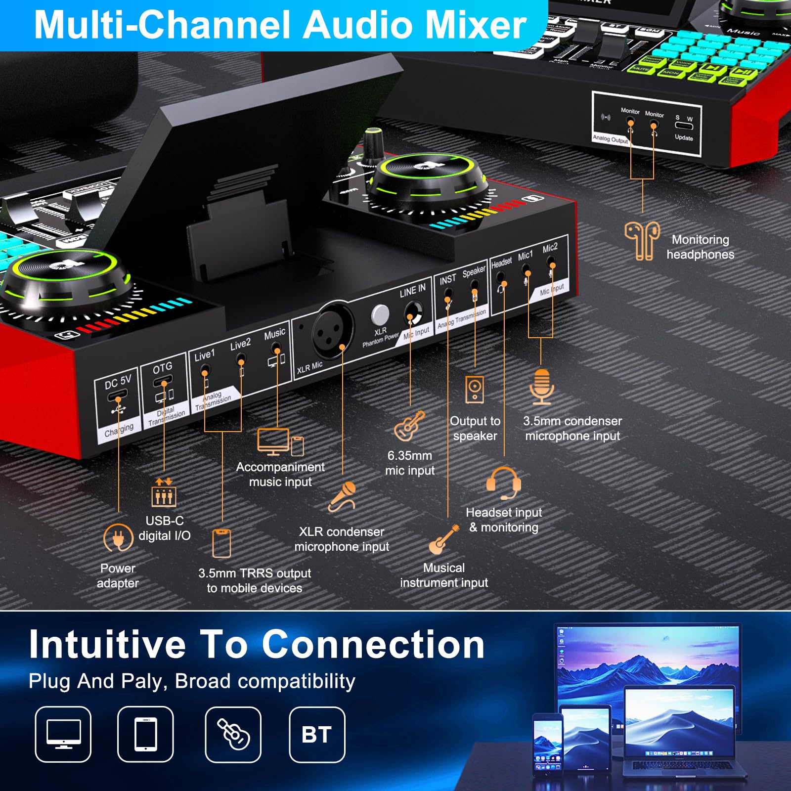 Podcast Equipment Bundle with 3.5mm Condenser Microphone for Pc/Phone Live Streaming Singing Gaming, Podcast Microphone Bundle with Live Sound Board Audio Mixer Denoise,DJ Sets - Something DifferentCryoSurfB0FHJTRJSF