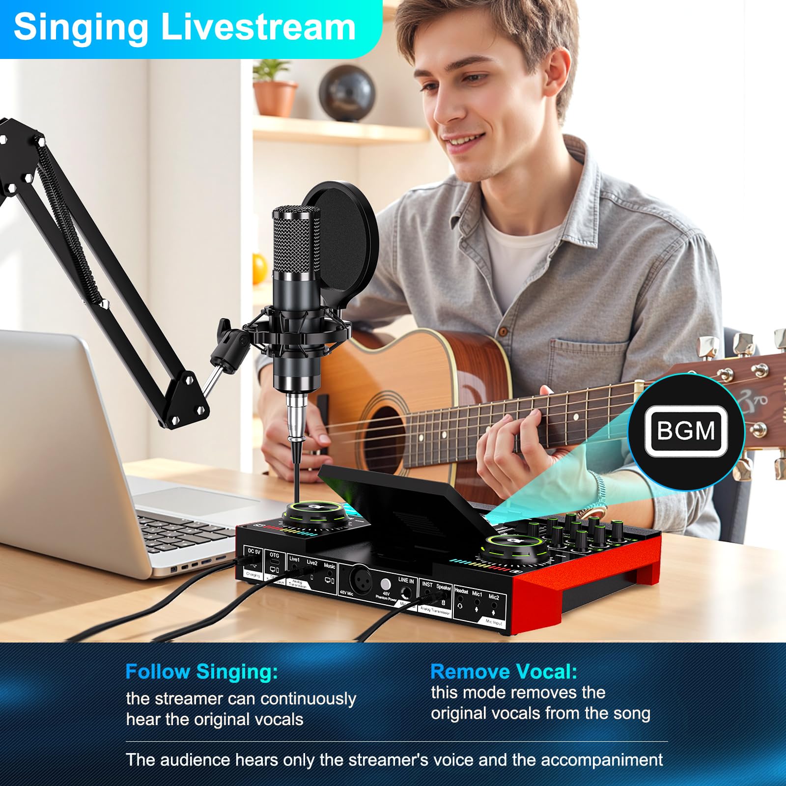 Podcast Equipment Bundle with 3.5mm Condenser Microphone for Pc/Phone Live Streaming Singing Gaming, Podcast Microphone Bundle with Live Sound Board Audio Mixer Denoise,DJ Sets - Something DifferentCryoSurfB0FHJTRJSF