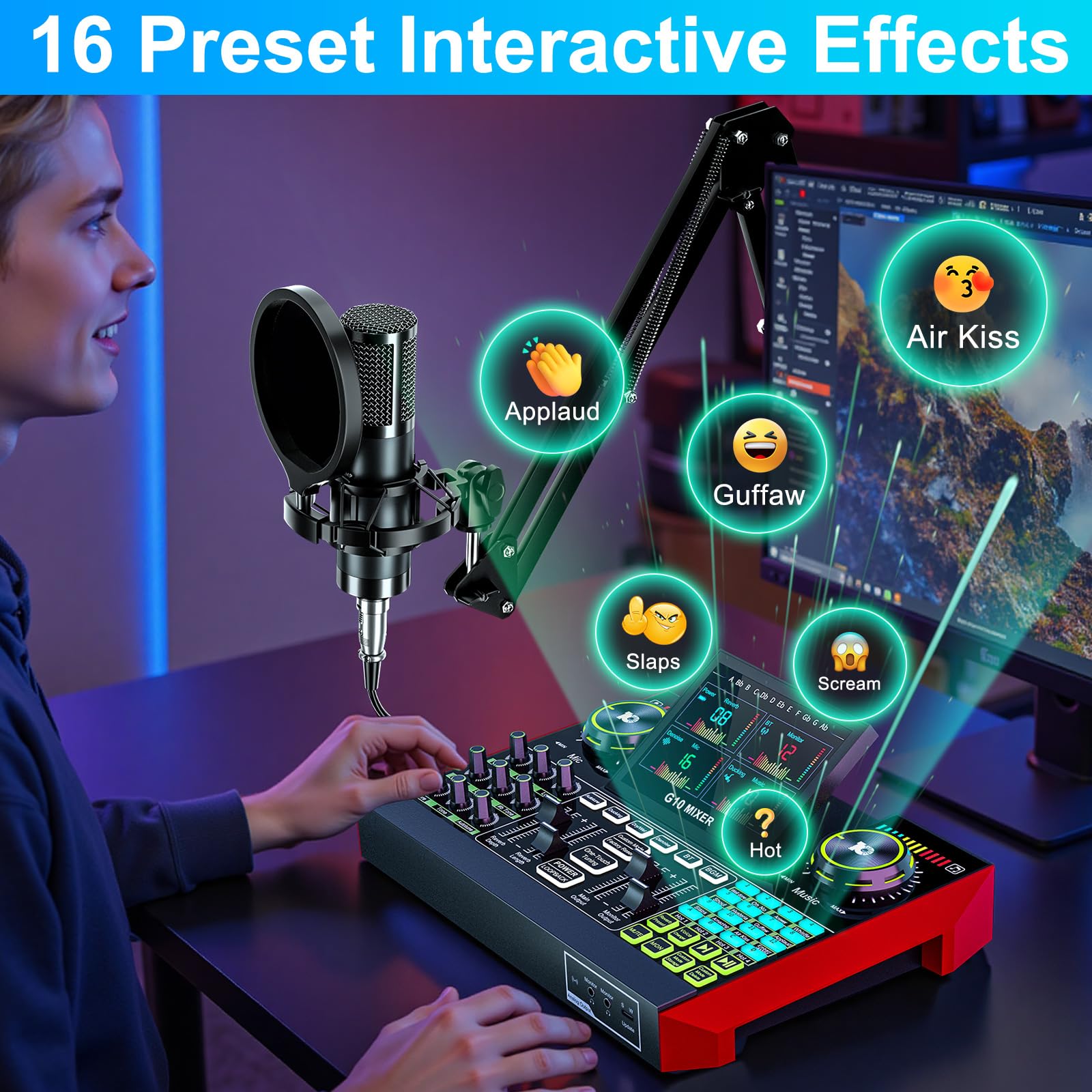 Podcast Equipment Bundle with 3.5mm Condenser Microphone for Pc/Phone Live Streaming Singing Gaming, Podcast Microphone Bundle with Live Sound Board Audio Mixer Denoise,DJ Sets - Something DifferentCryoSurfB0FHJTRJSF